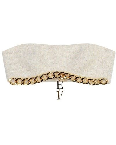 Elisabetta Franchi Logo Lettering Charm Cropped Top - Natural