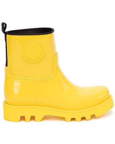 Moncler Logo Patch Round Toe Rain Boots - Yellow