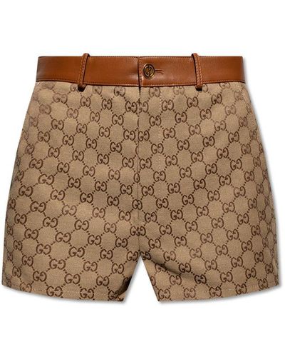 Gucci GG Leather Trim Shorts - Brown