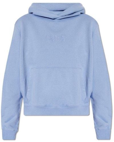 Woolrich Logo-embroidered Hoodie, - Blue