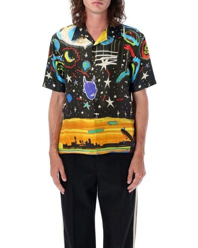 Palm Angels Starry Night Short-sleeved Bowling Shirt - Multicolor