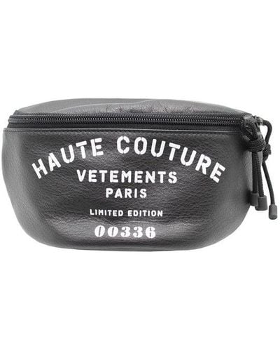 Vetements Logo Printed Zipped Belt Bag - Black