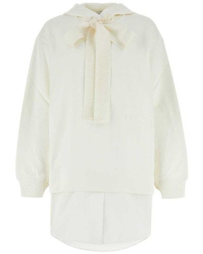 Patou Trompe-l'oeil Drawstring Hooded Dress - White