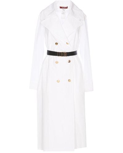 Max Mara Studio Double-breasted Belted Coat - White