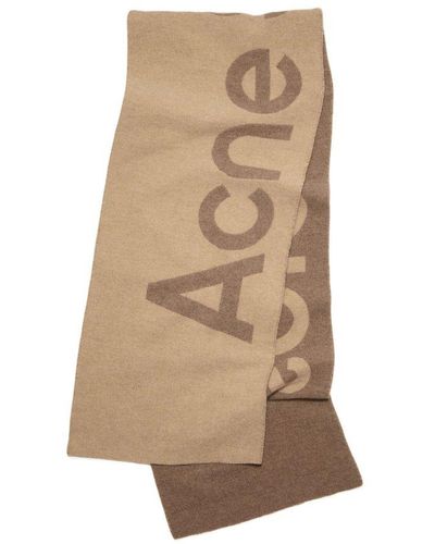 Acne Studios Logo Jacquard Scarf - Natural