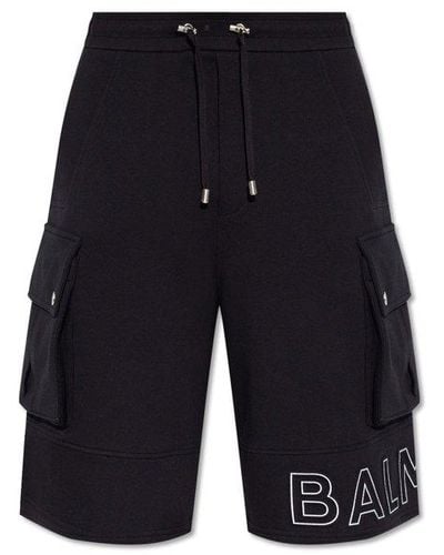 Balmain Shorts With Logo - Blue