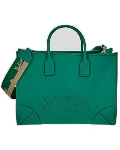 MCM Logo Tote Bag - Green