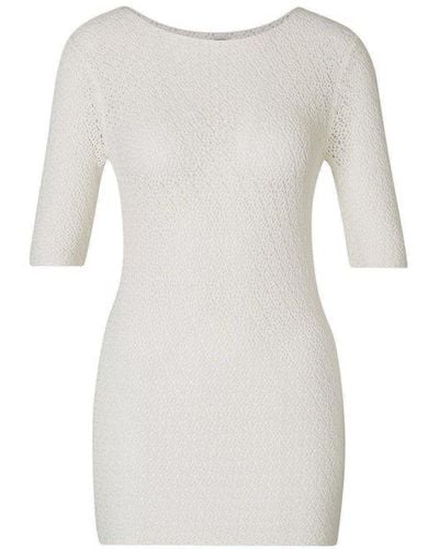 Totême Short-sleeved Crochet Top - White
