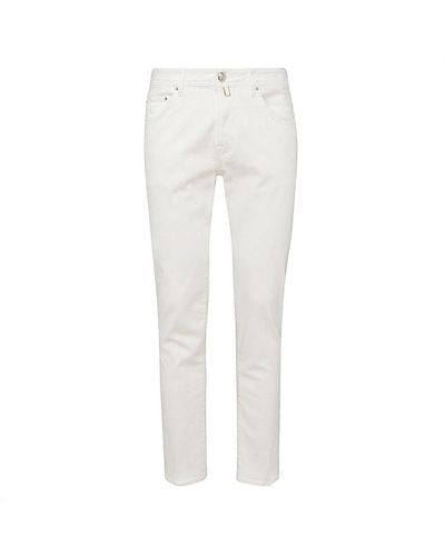 Jacob Cohen Logo-patch Slim-cut Jeans - White