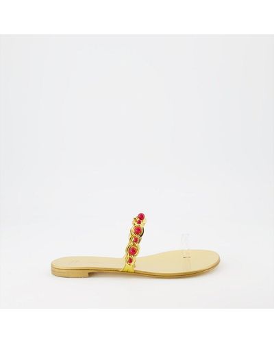 Giuseppe Zanotti Marguerithe Embellished Flat Slippers - Natural
