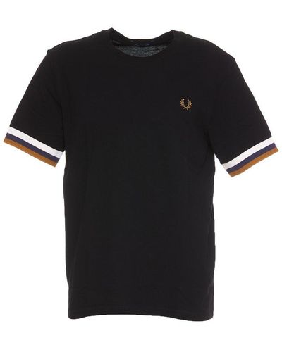 Fred Perry Stripe-detailed Crewneck T-shirt - Black