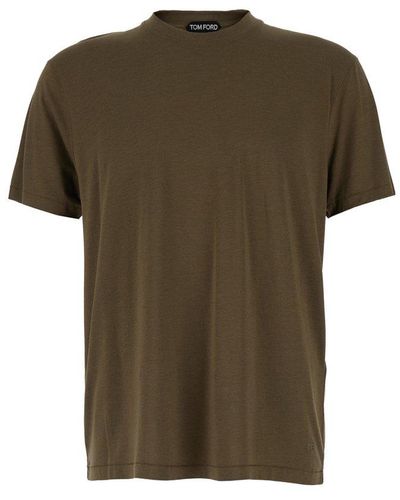 Tom Ford Short Sleeved Straight Hem T-shirt - Green