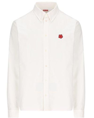 KENZO Boke Flower Embroidered Long-sleeved Shirt - White