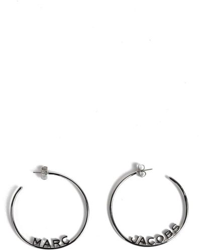 Marc Jacobs Silver Monogram Hoops Dtm Earring - Natural