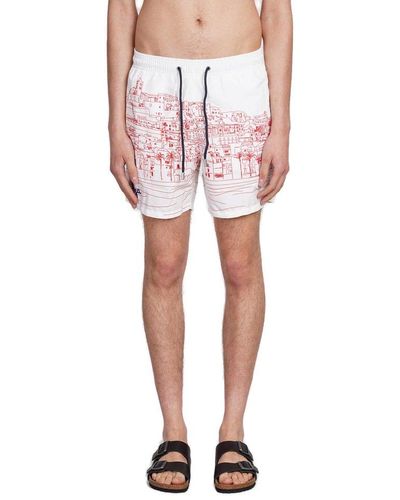 Mc2 Saint Barth Gustavia Ibiza Placed Printed Swim Shorts - Pink