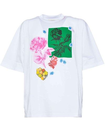 Marni Floral Printed Crewneck T-shirt - White