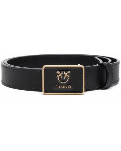 Pinko Logo Enamelled Buckle Belt - Black