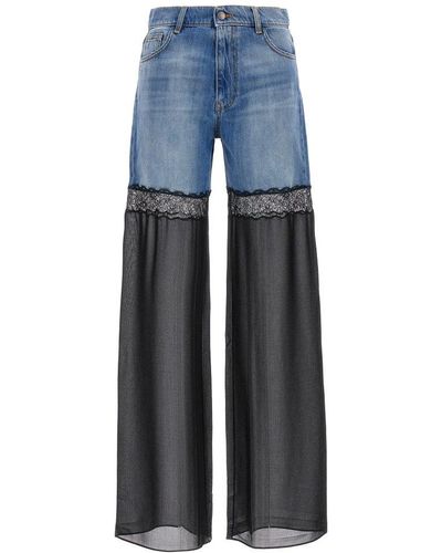 Nensi Dojaka Hybrid Tulle-panel Straight-leg Jeans - Blue
