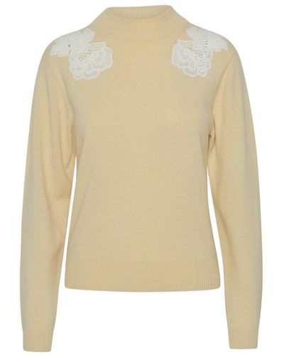 See By Chloé Wool Blend Cream Jumper - Natural
