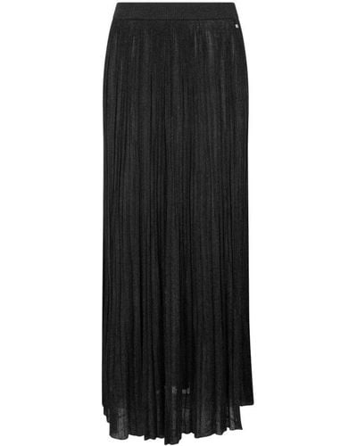 Herno Viscose Lurex Plissé Skirt - Black