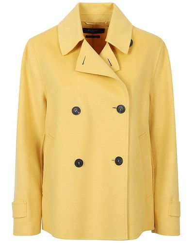Weekend by Maxmara Double-breasted Short Pea Coat - Yellow