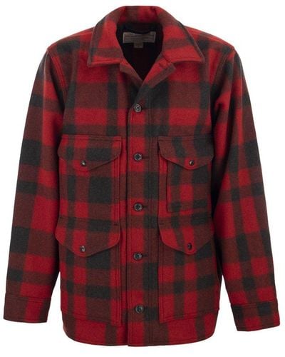 Filson Mackinaw Plaid Buttoned Shirt Jacket - Red