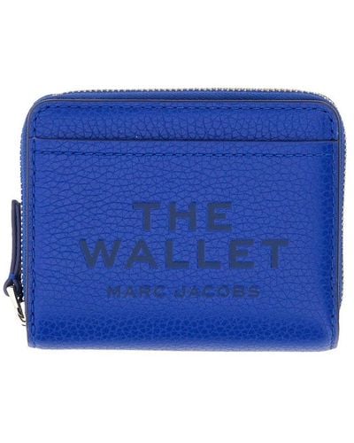 Marc Jacobs Logo Printed Zipped Mini Compact Wallet - Blue