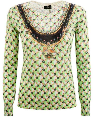 Etro Floral-print Knitted Top - Green