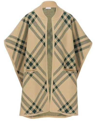 Burberry Check-pattern Open-front Cape - Metallic