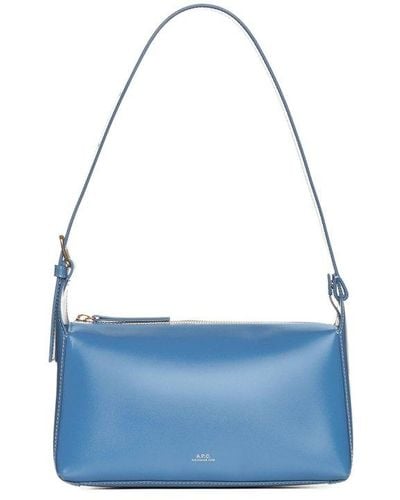 A.P.C. Virginie Baguette Leather Bag - Blue