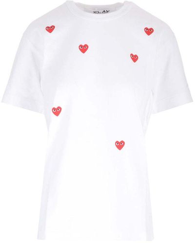 COMME DES GARÇONS PLAY T-shirt With Mini Red Hearts - White