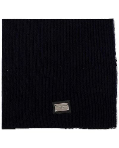 Dolce & Gabbana Dg Essentials Ribbed Knit Scarf - Black