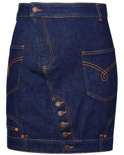 Moschino Jeans Logo Patch Denim Mini Skirt - Blue