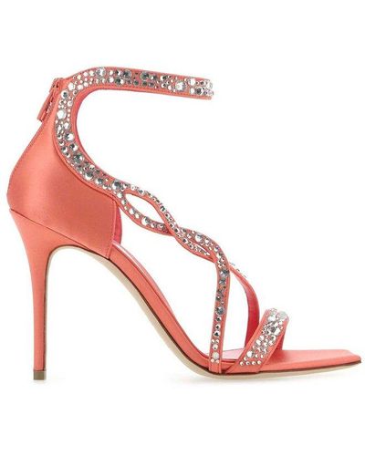 Alexander McQueen Embellished Wrap Open Toe Sandals - Pink