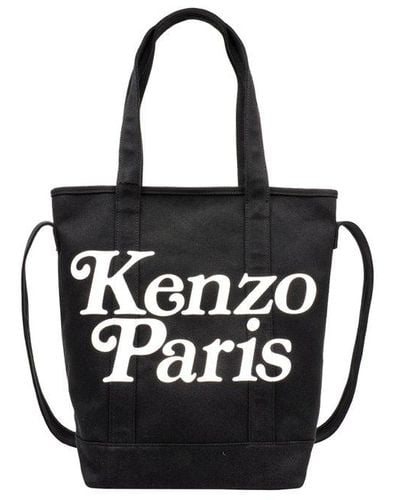 KENZO Logo Printed Tote Bag - Black