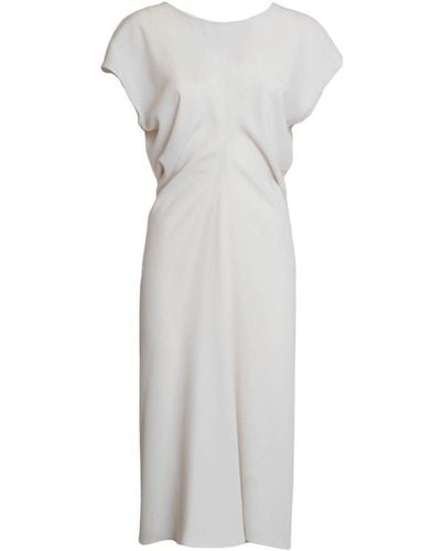 P.A.R.O.S.H. Round Neck Cap-sleeved Cady Dress - White