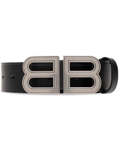 Balenciaga Leather Belt With Logo - Black