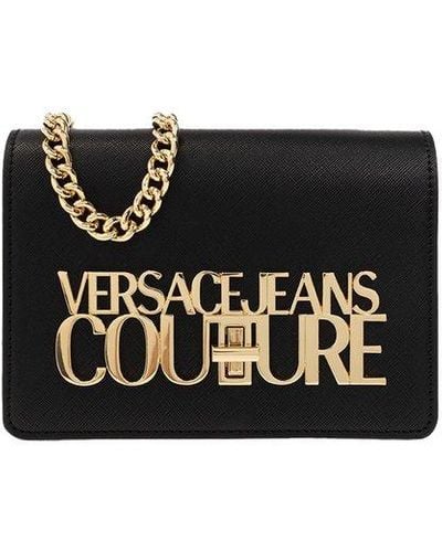Versace Jeans Couture Logo-plaque Chain-linked Crossbody Bag - Black