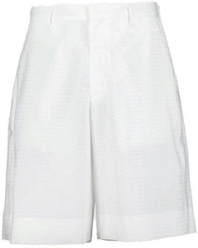 Prada Triangle-logo Mid-rise Bermuda Shorts - White