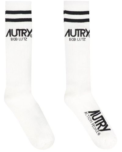Autry Logo Cotton Blend Socks - White