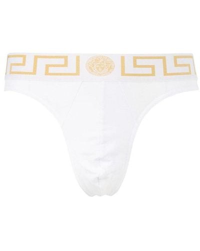 Versace Greca Border Thongs - White