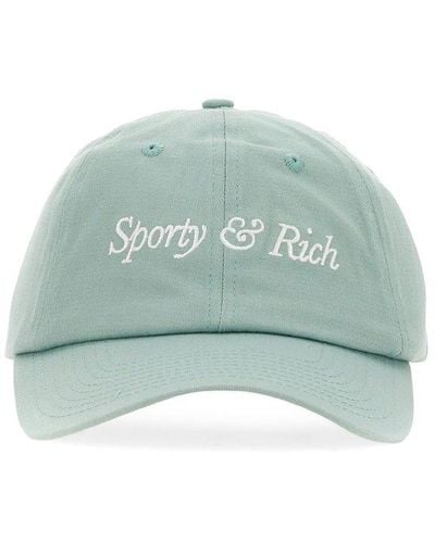 Sporty & Rich Logo Embroidered Curved Peak Cap - Green
