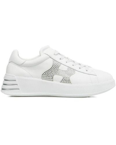 Hogan Rebel Logo Embellished Lace-up Sneakers - White