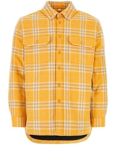 Burberry Check-pattern Buttoned Shirt Jacket - Yellow