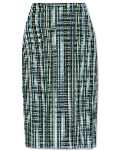 Bottega Veneta Check Pattern Pencil Skirt - Green