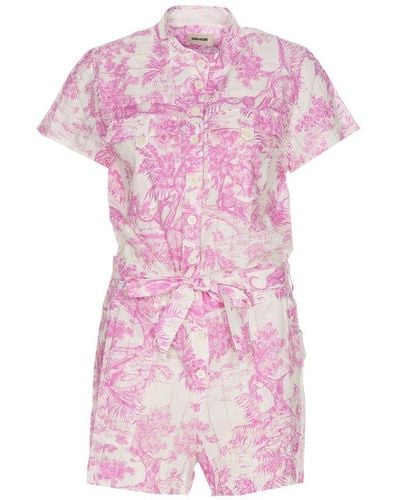Zadig & Voltaire Cookis Graphic Printed Playsuits - Pink