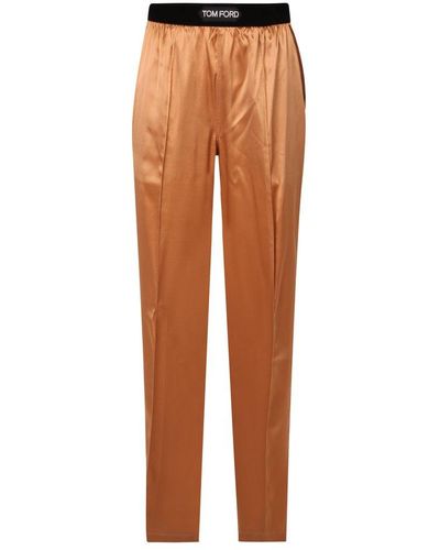 Tom Ford Stretch Satin Pj Trousers - Orange