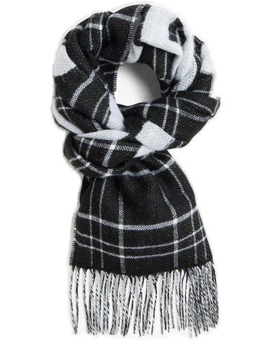 Fred Perry Checked Fringed Scarf - White