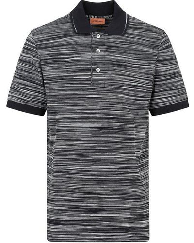 Missoni Striped Knitted Polo Shirt - Black