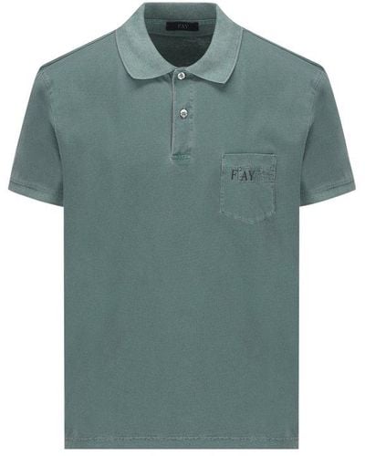 Fay Logo-printed Short-sleeved Polo Shirt - Green